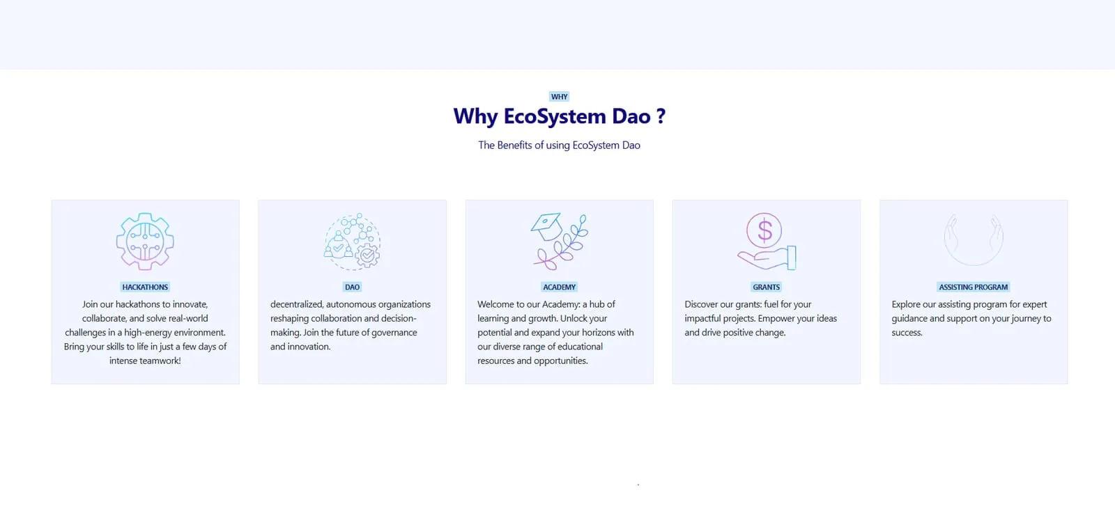 Ecosystem DAO — why join section