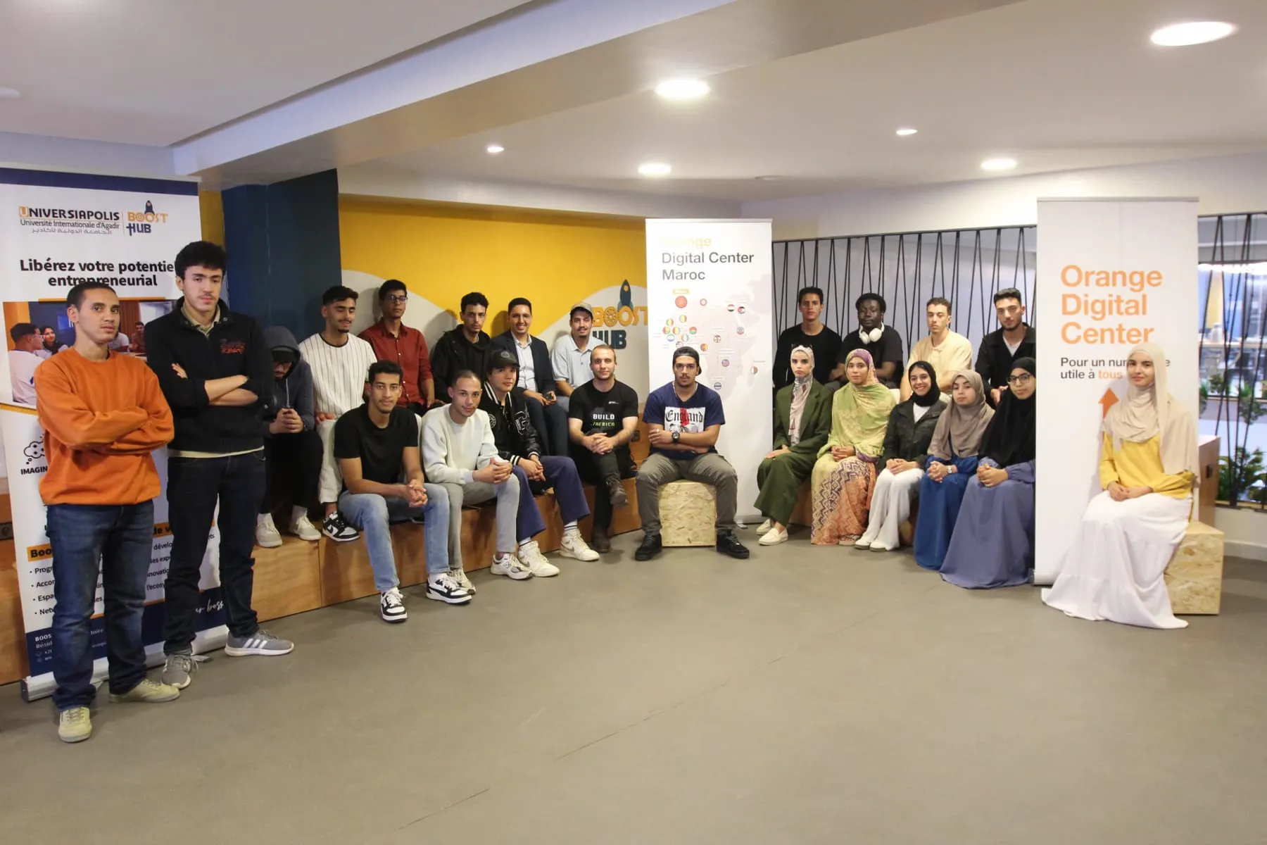 Hedera Africa Hackathon participants gathered at the Orange Digital Center hacking station