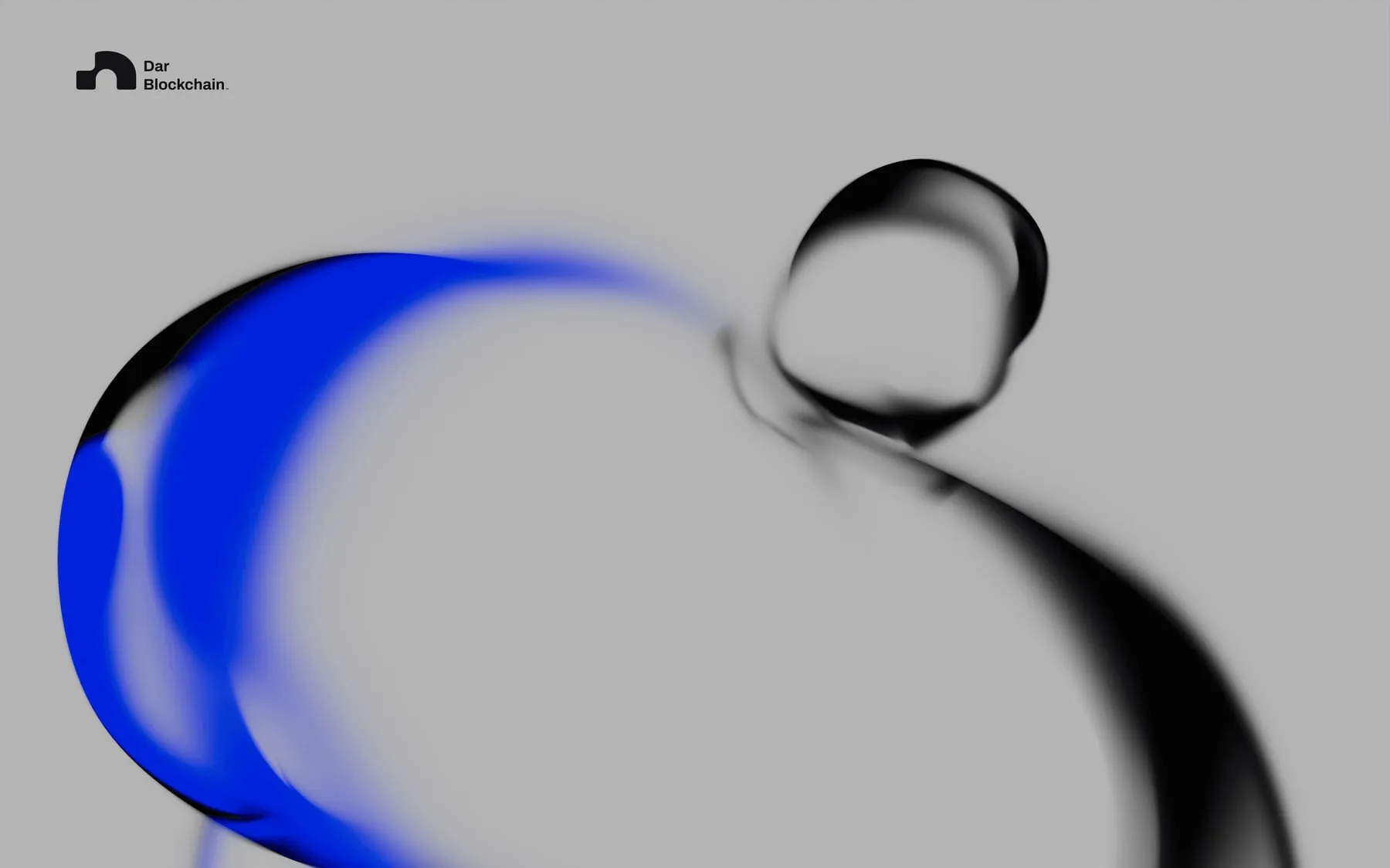 Abstract liquid glass droplet over a grey and blue gradient