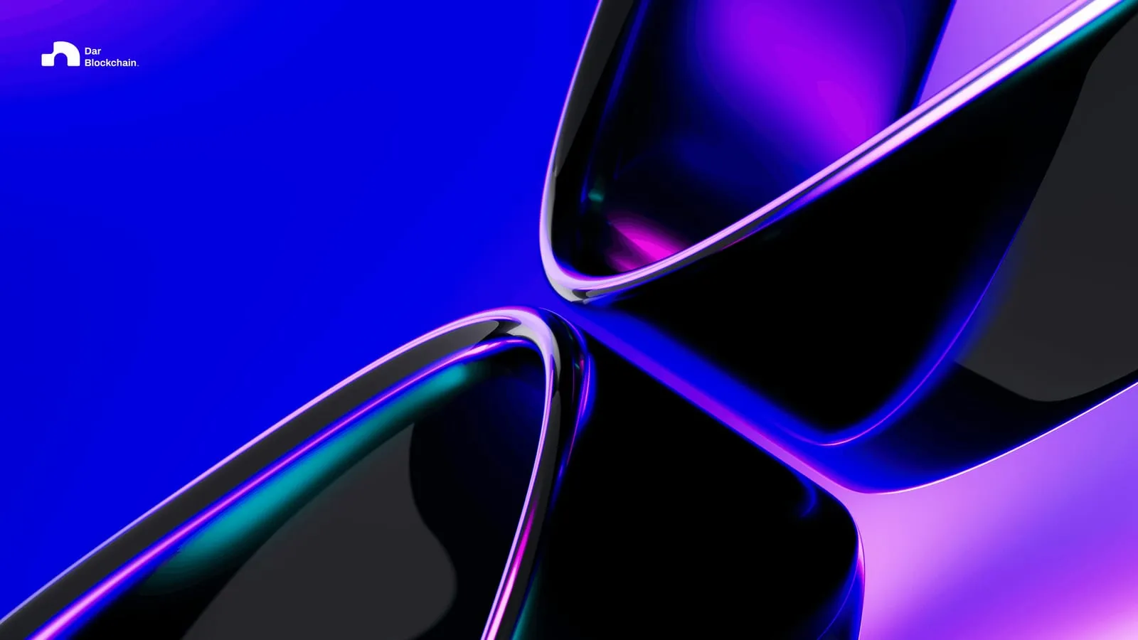 Abstract violet glass curves on a dark background